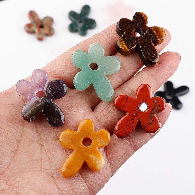 Natural Stone Flower Pendant for DIY Jewellery Making